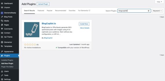 BlogCopilot - Add Plugin